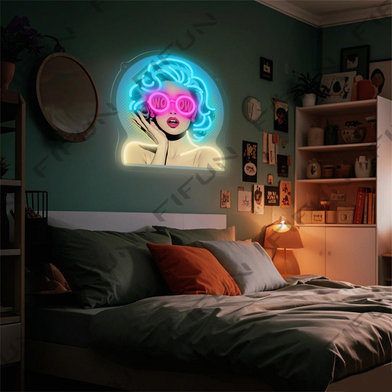 Неоновая вывеска WOW Curl Girl – обзор и цена Commercial Wall Printing